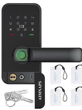 Keyless Entry Door Lock with Handle, Door Locks for Bedroom, Auto Lock, Fingerpr